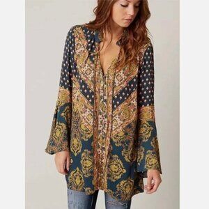 Free People Magic Mystery Top XS Tunic Dress Bell Sleeve Boho